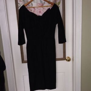 Vintage 1930s/1940s Chic Black Dress  With Bow